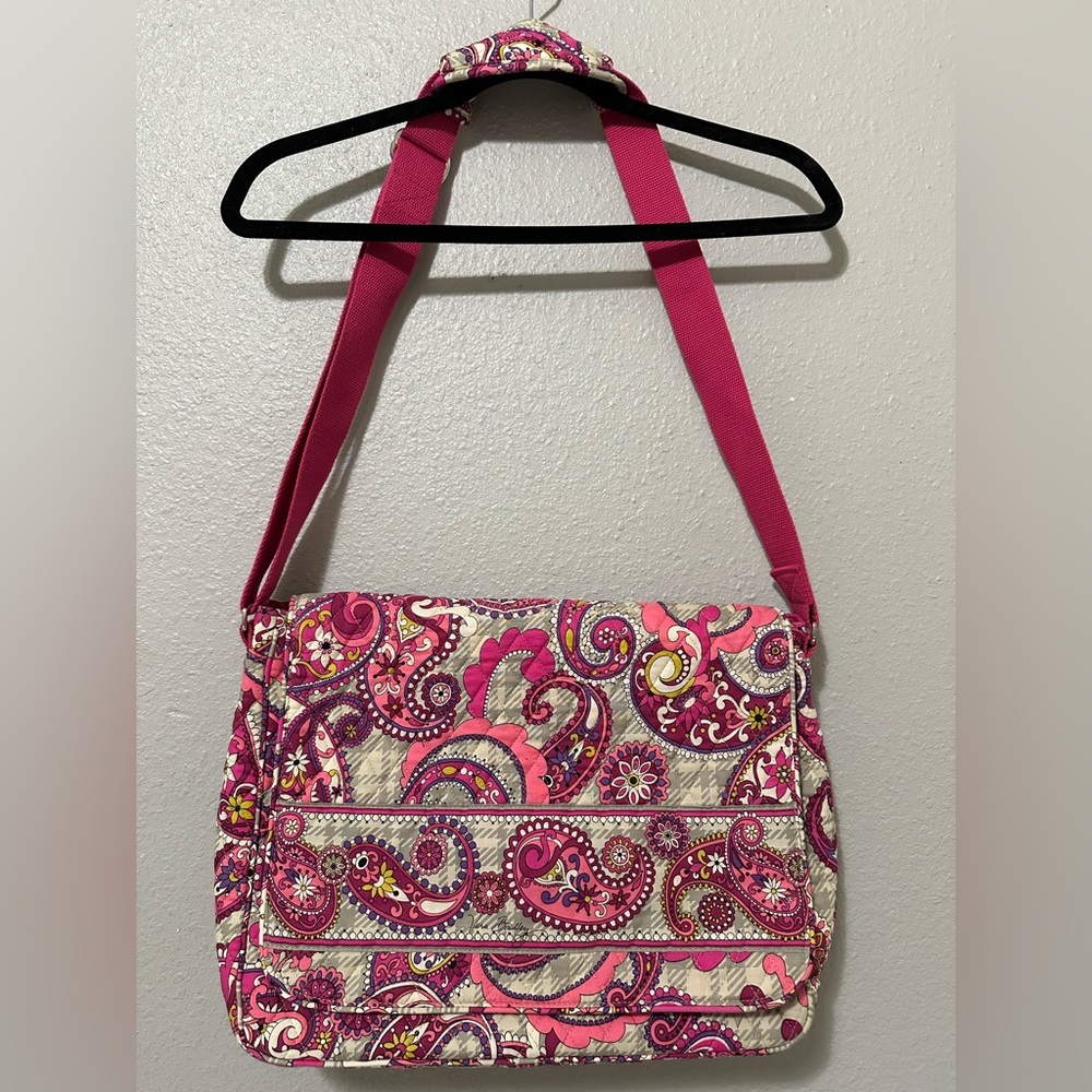 Vera Bradley Purple,Pink and Gray Messenger Bag Crossbody Fall 2012 EUC like new